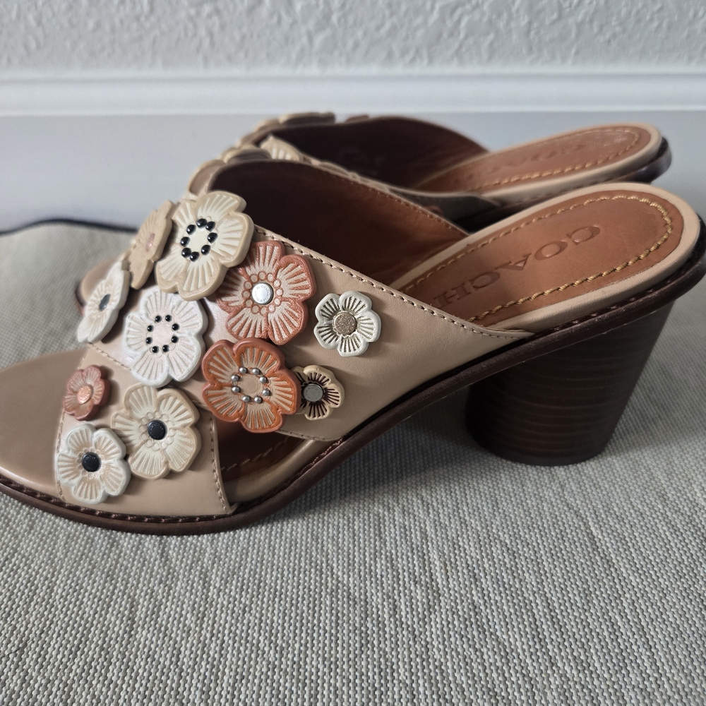 COACH Tea Rose Heeled Sandals - Picture 3 of 9